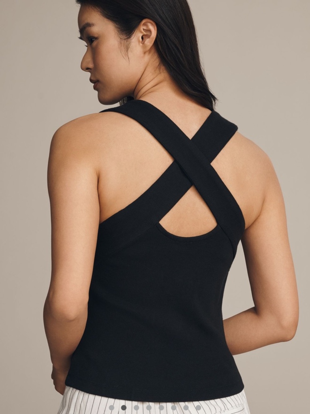 Anthropologie Square-Neck Halter Tank Black Sz Medium NWt - Picture 2 of 16